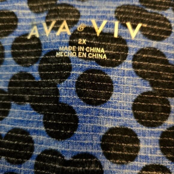 NWOT AVA & VIV POLKA-DOT FRONT WRAP DRESS MADE WITH RECYCLED MATERIALS SZ.2X - Picture 4 of 5